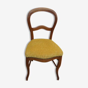 Chaise époque Louis Philippe garnie de velours jaune en bois
