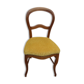 Chaise époque Louis Philippe garnie de velours jaune en bois