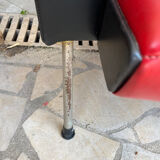 Pair of vintage armchairs in red and black Skai