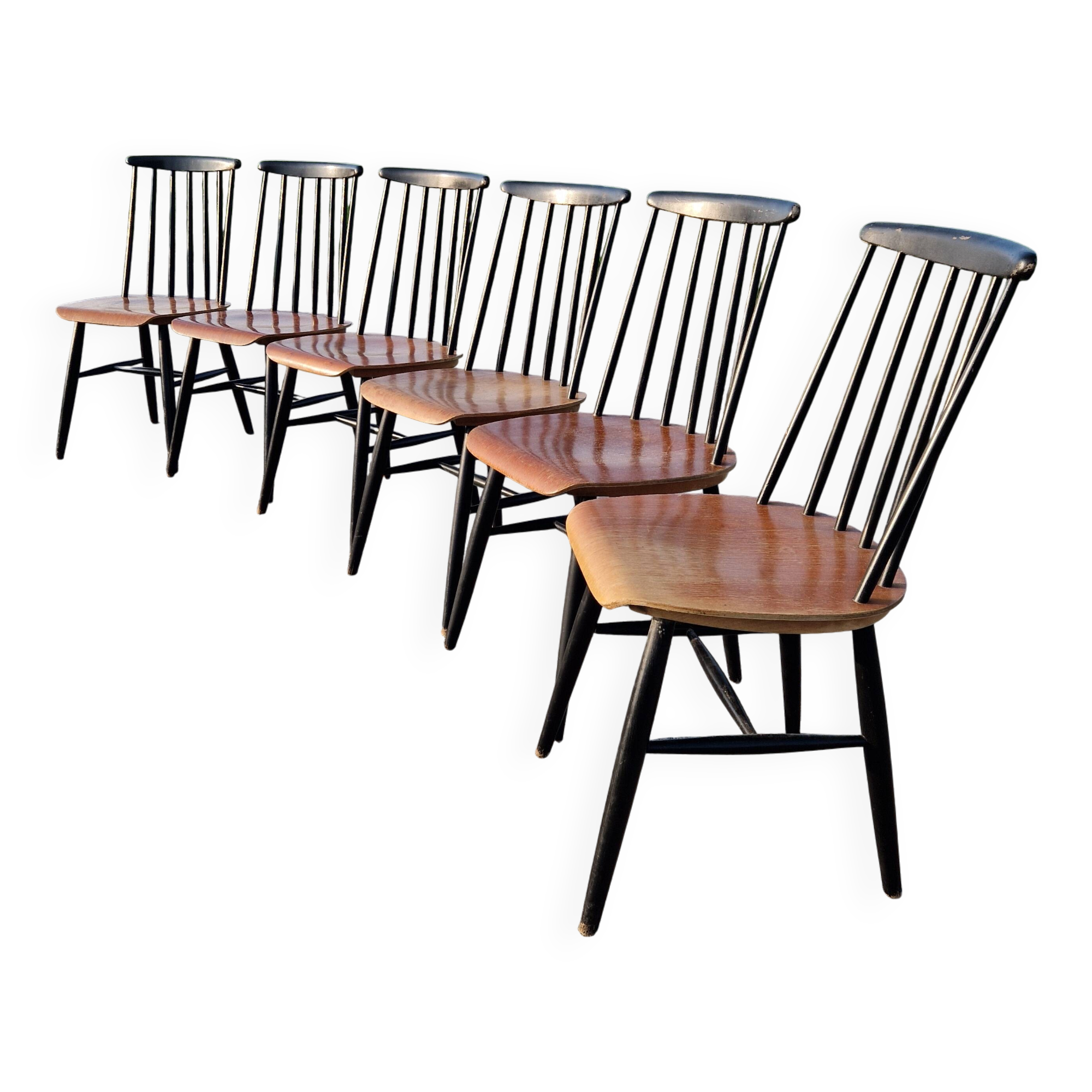 Set of 6 Fannett Scandinavian chairs by Ilmari Tapiovaara 1960.
