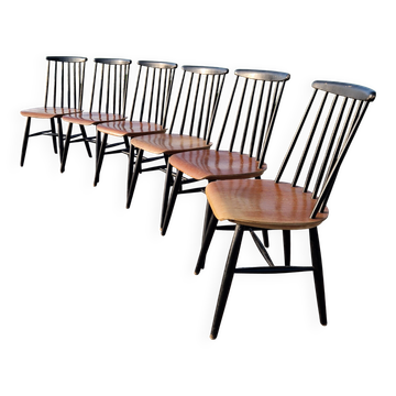 Lot de 6 chaises scandinaves Fannett par Ilmari Tapiovaara 1960.