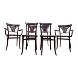 Suite de 4 chaises et deux fauteuils cannés thonet à "palmettes"