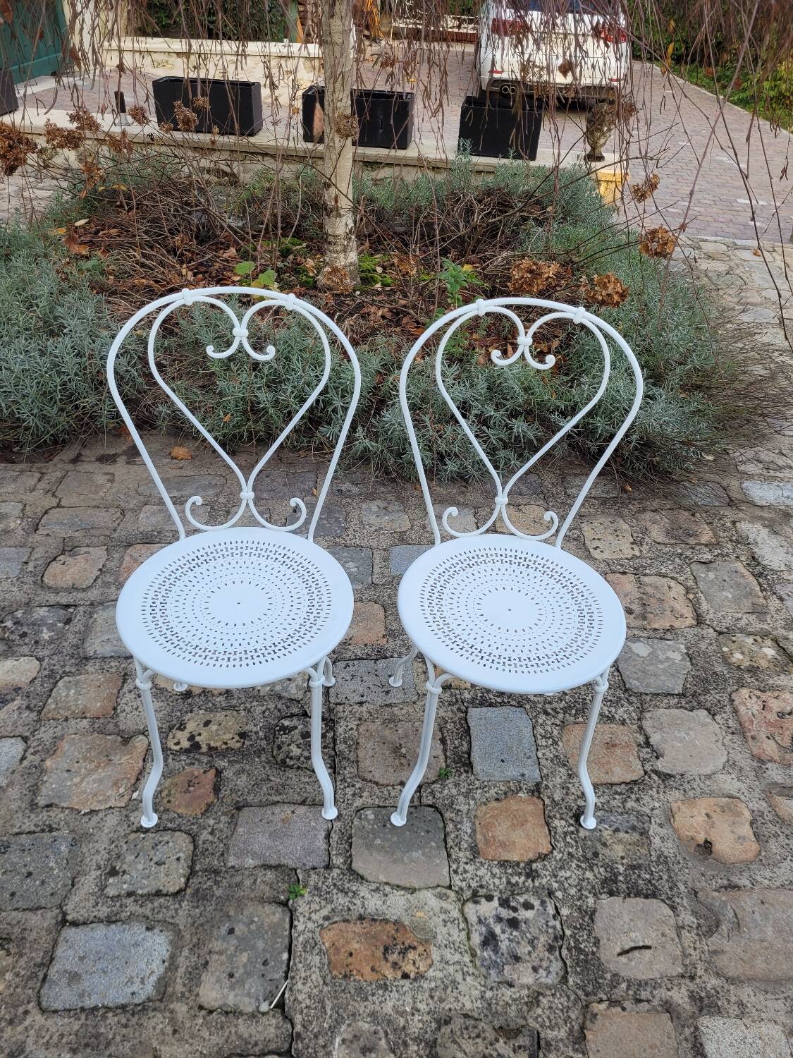 2 Chaises de jardin en fer forgé