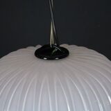 Large vintage flower-shaped chandelier in pink Murano glass, Italy 1980s.