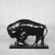Large porcelain bison figurine, Vintage Mid-Century Nordic Modern Black