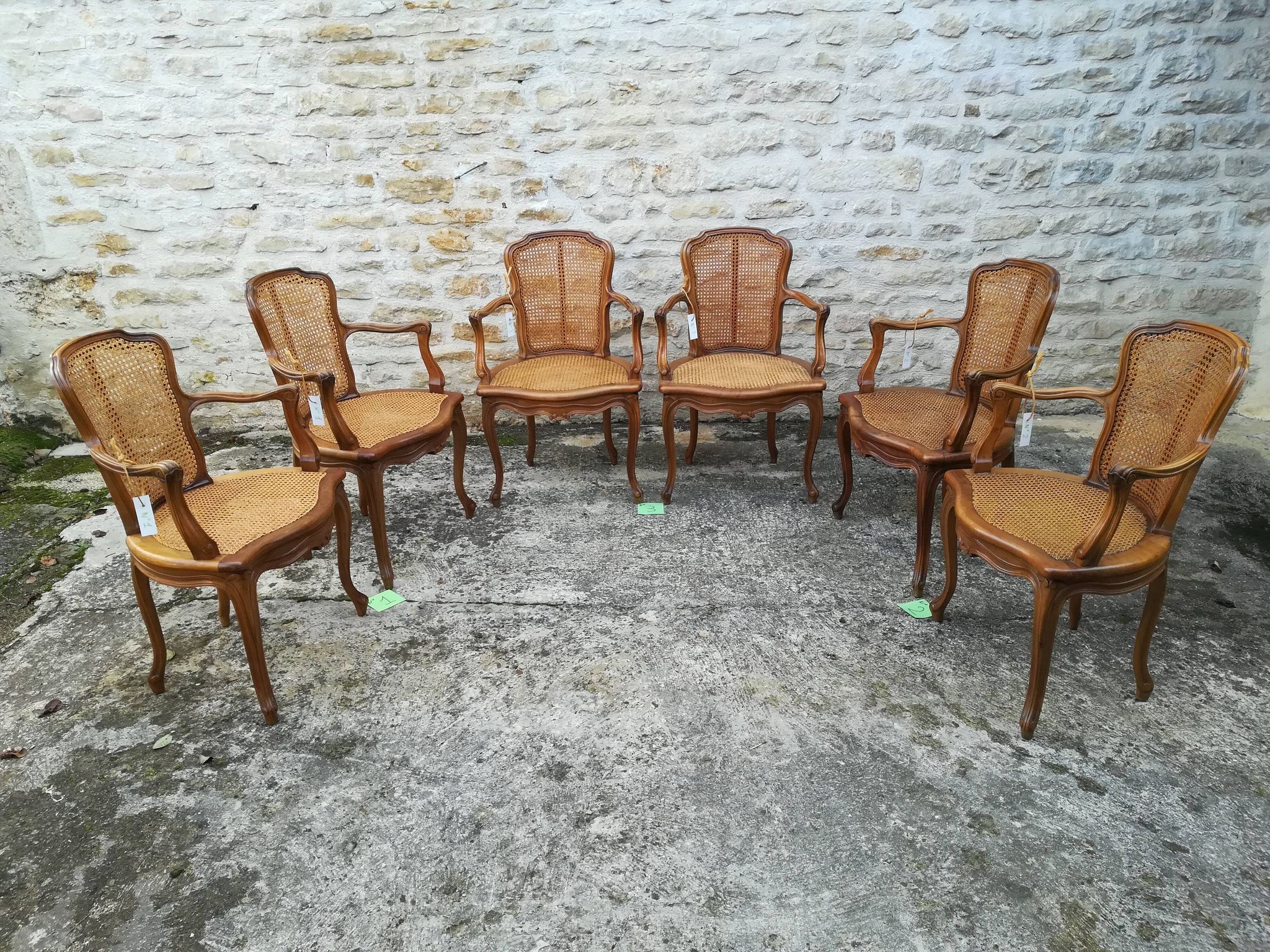 Caned armchairs in Louis XV style