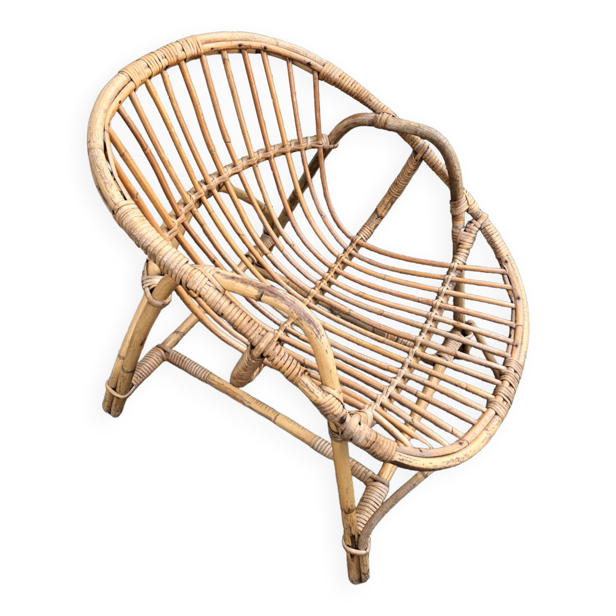 Fauteuil rotin vintage, 1960