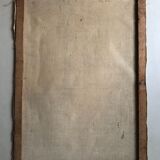 Mid century signed painting with Flemish interior
