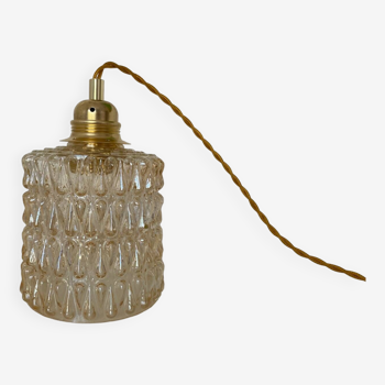 Walking lamp (or pendant light) with vintage amber glass globe