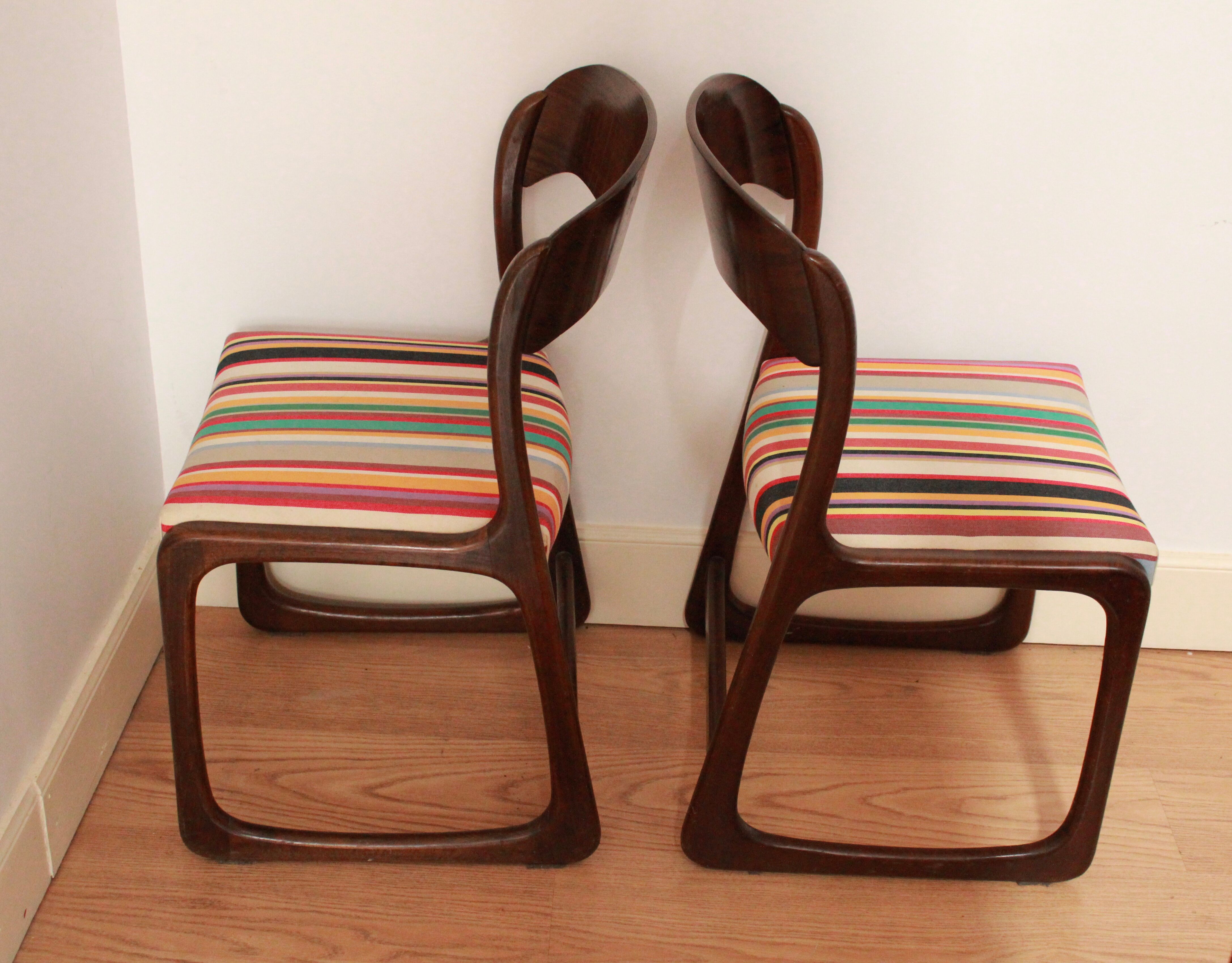 Pair of two chairs sled baumann