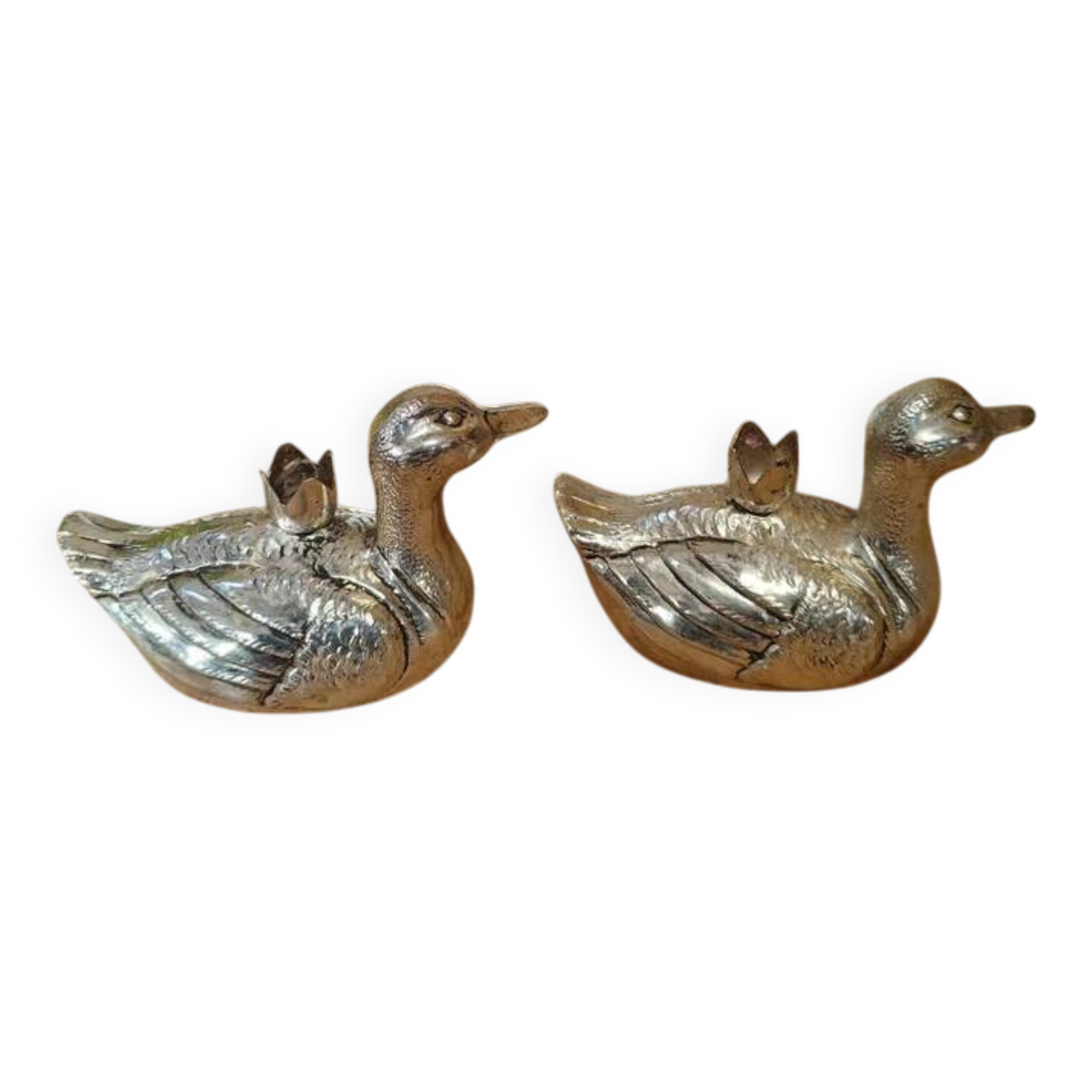 Set of two antique silver-plated candlesticks.