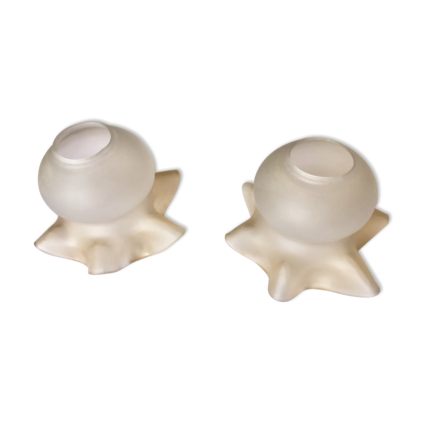 Set of 2 vintage polished glass lampshades