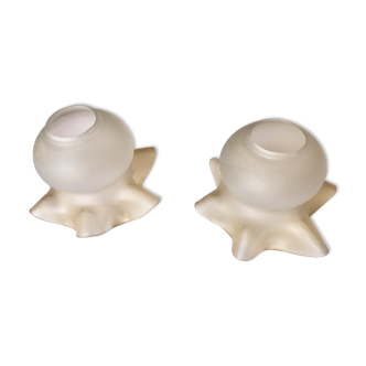 Set of 2 vintage polished glass lampshades