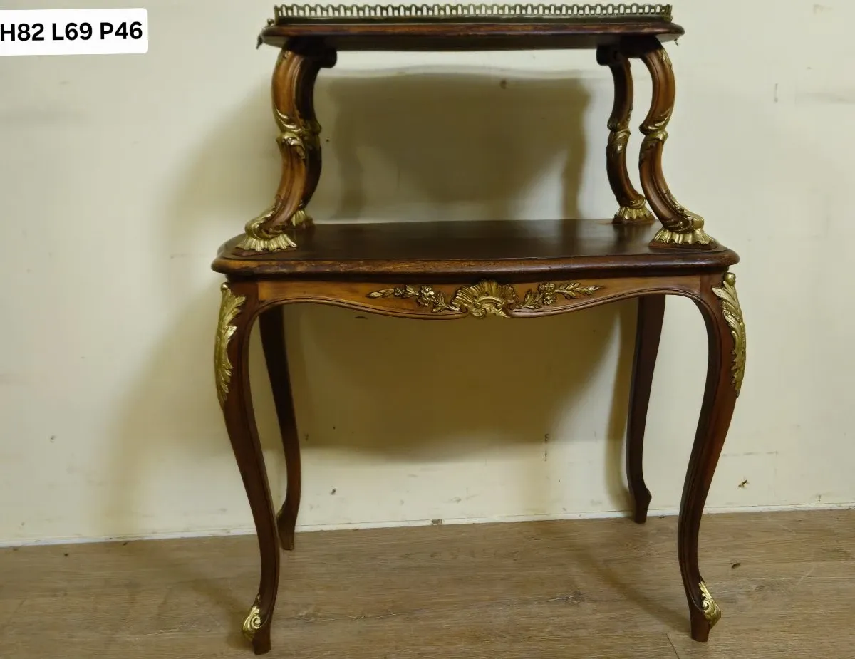 Louis XV style console table with two tiers.