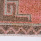 3x10 Salmon & Brown Ikat Pattern Vintage Runner Rug, 82x312Cm
