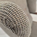 1960s, Scandinavian design, reupholstered high-back armchair, furniture wool, oak wood.