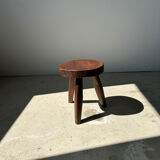 Brown solid wood stool flat circular seat