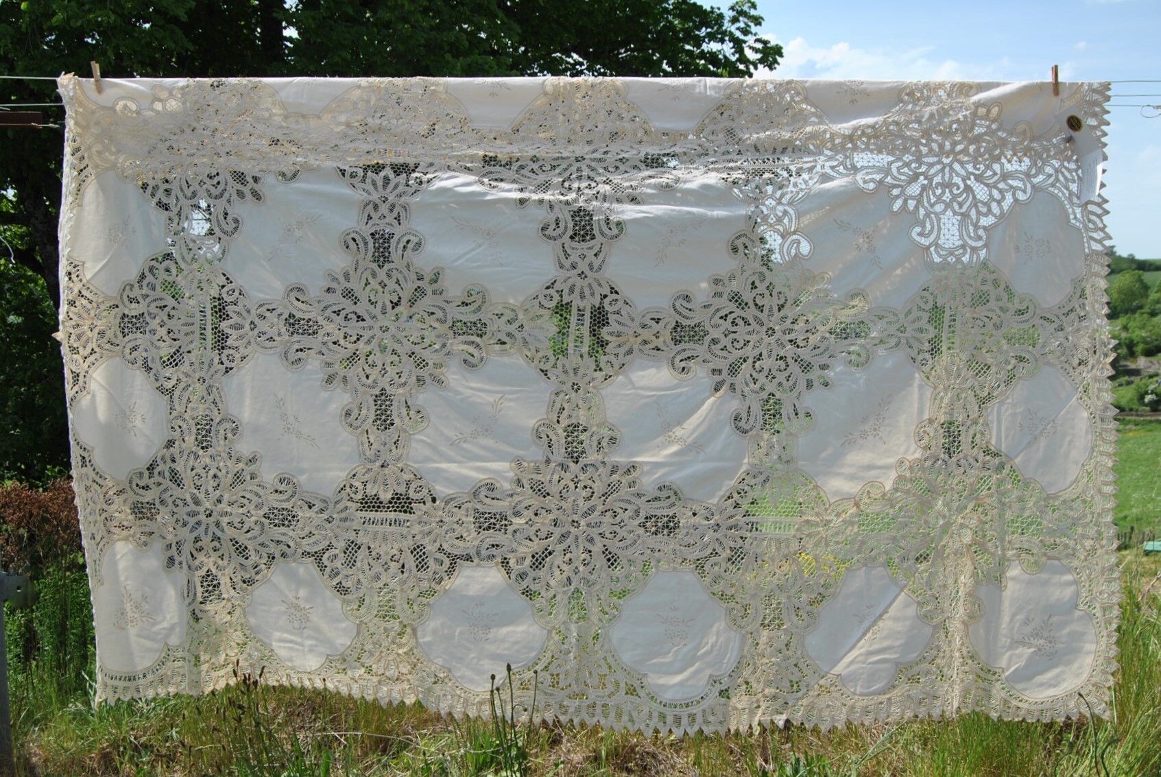 Hand embroidery tablecloth 170x260 + 12 matching towels