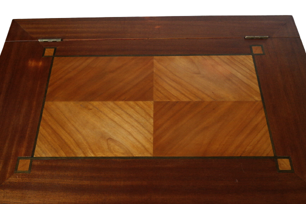 Table d'appoint, travailleuse pupitre vintage artisanale en acajou