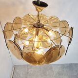 Mid century glass disk chandelier, 1970s