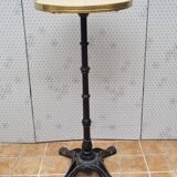 Table bistrot "mange-debout" vintage, crème, en fonte et laiton, 109 cm