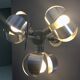 Space-age pendant lamp with 3 stainless steel lights and brushed aluminum adjustable in height - design 1970