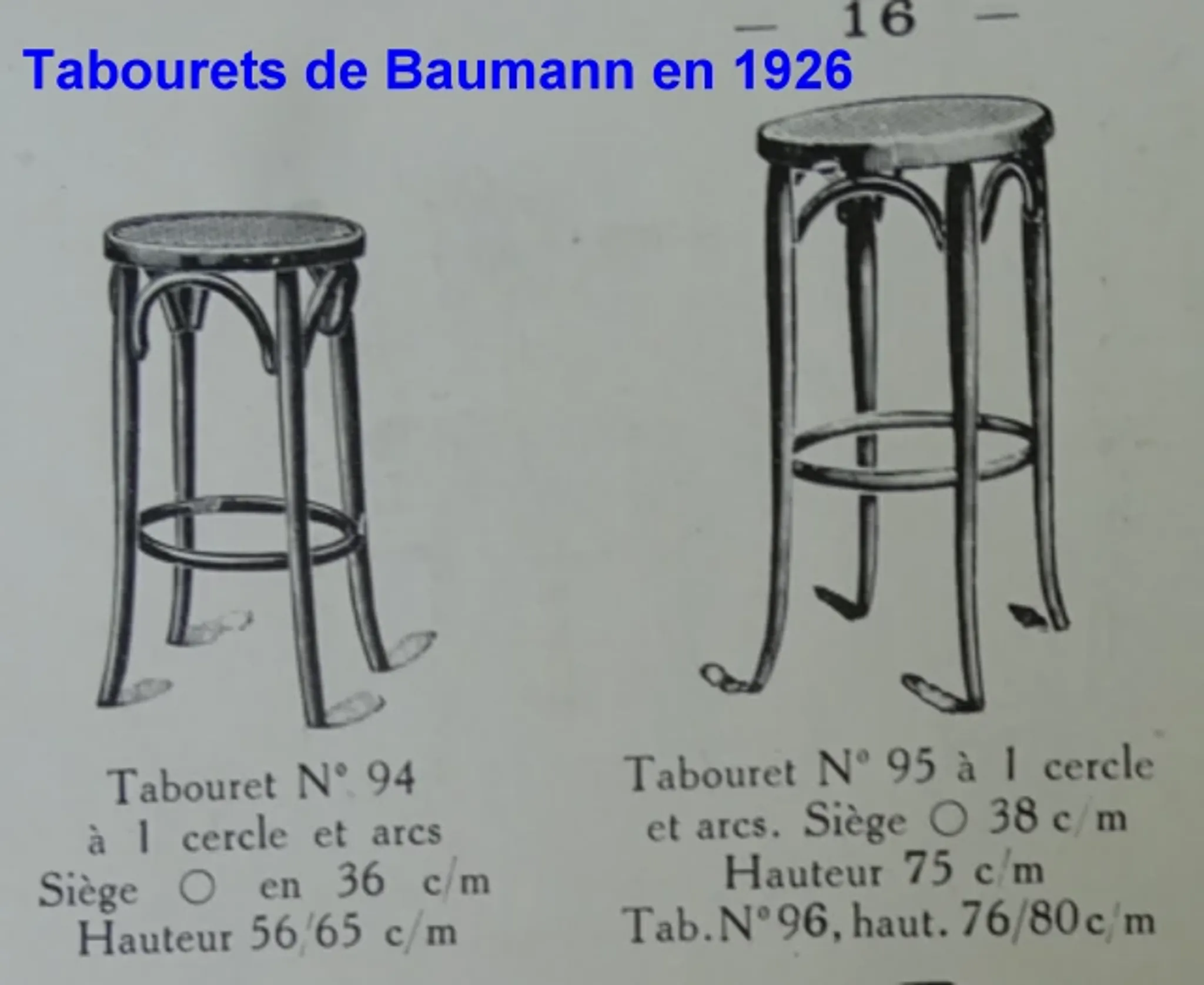 Two BAUMANN bistro stools with wooden seats - 1930 - standing dining -
