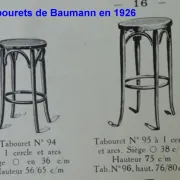 Two BAUMANN bistro stools with wooden seats - 1930 - standing dining -