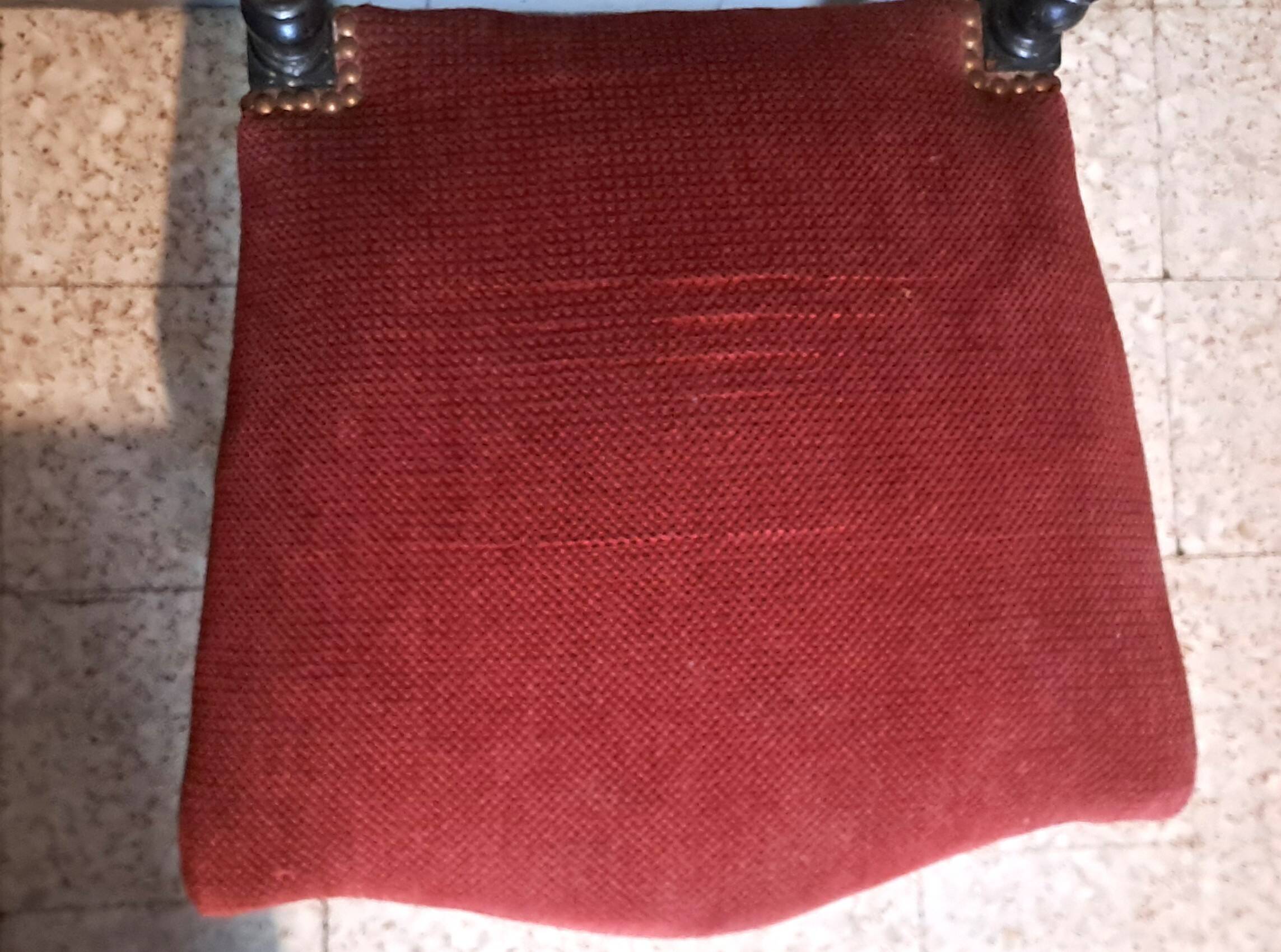 Napoleon III Prie Dieu chair, black wood, red velvet, 1900