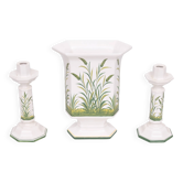set of 3 Ceramics Candlesticks and Jardiniere by Bassano Italy 1970s