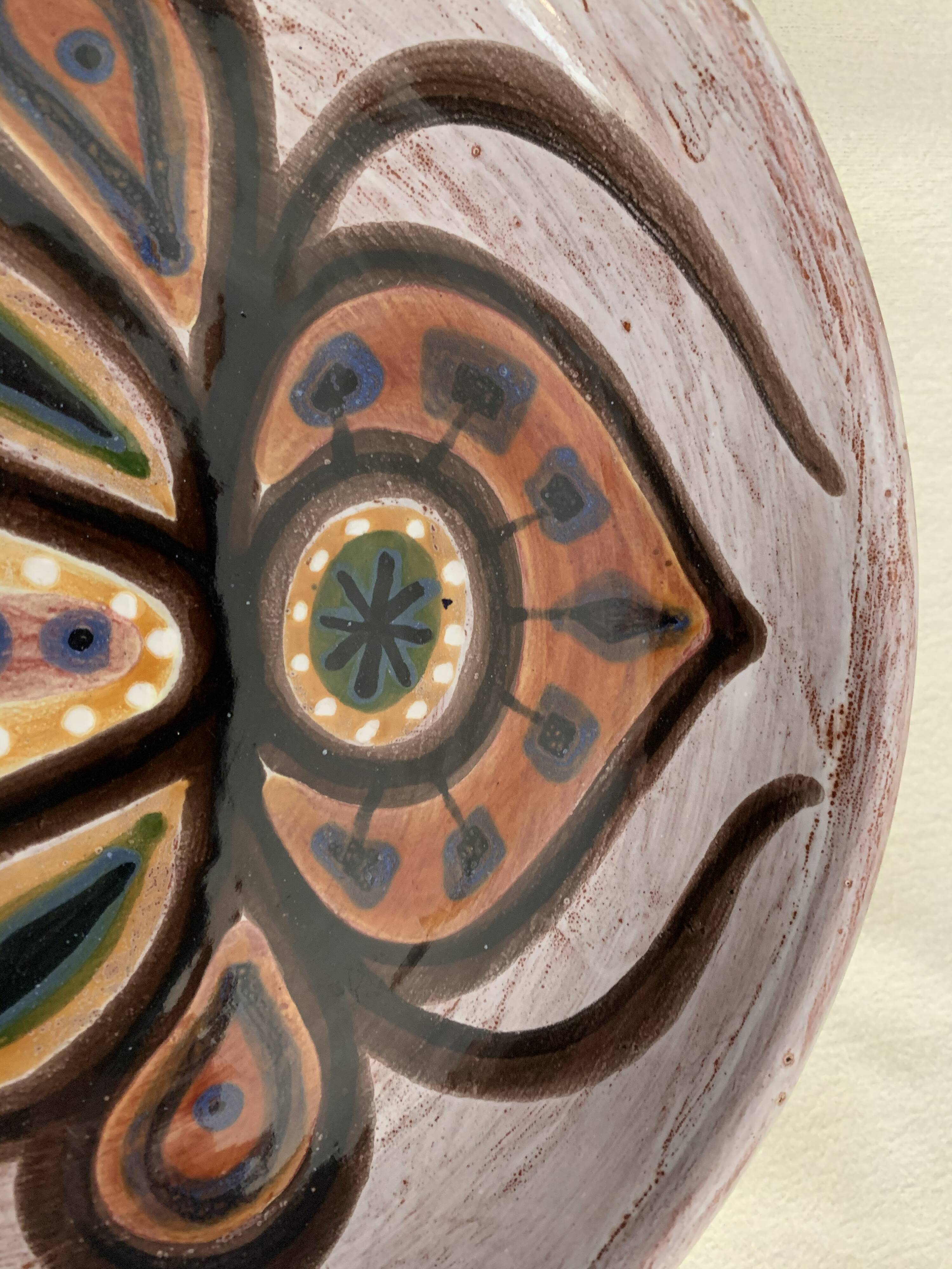 Ceramic dish enamelled by Jacques Poussines Sant Vicens 1950
