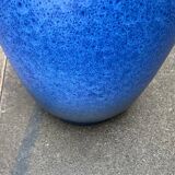 Large blue vase on a German workshop stand from the mid-20th century by Bückeburg Keramik, 1960s.