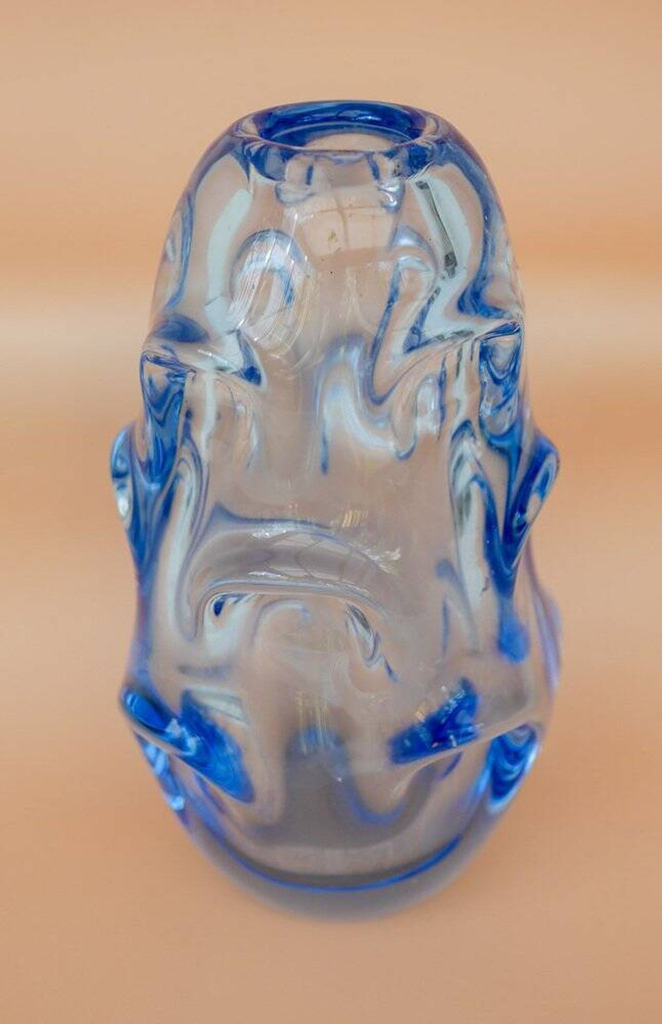Mid-century modern crystal vase in pale blue by Börne Augustsson for Åseda