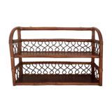 Wall shelf in wood, cannage and rattan from the 60s