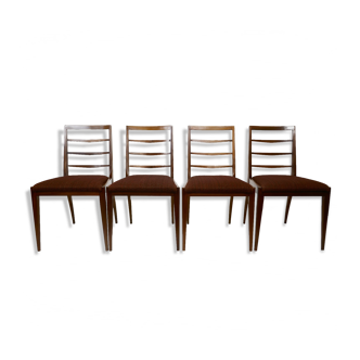 Set de 4 chaises de salle à manger mid-century rembourrées en teck de Mcintosh 1960s