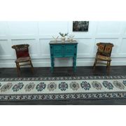 1970s Vintage Turkish Handmade Wool & Cotton Beige Runner Rug 84x402