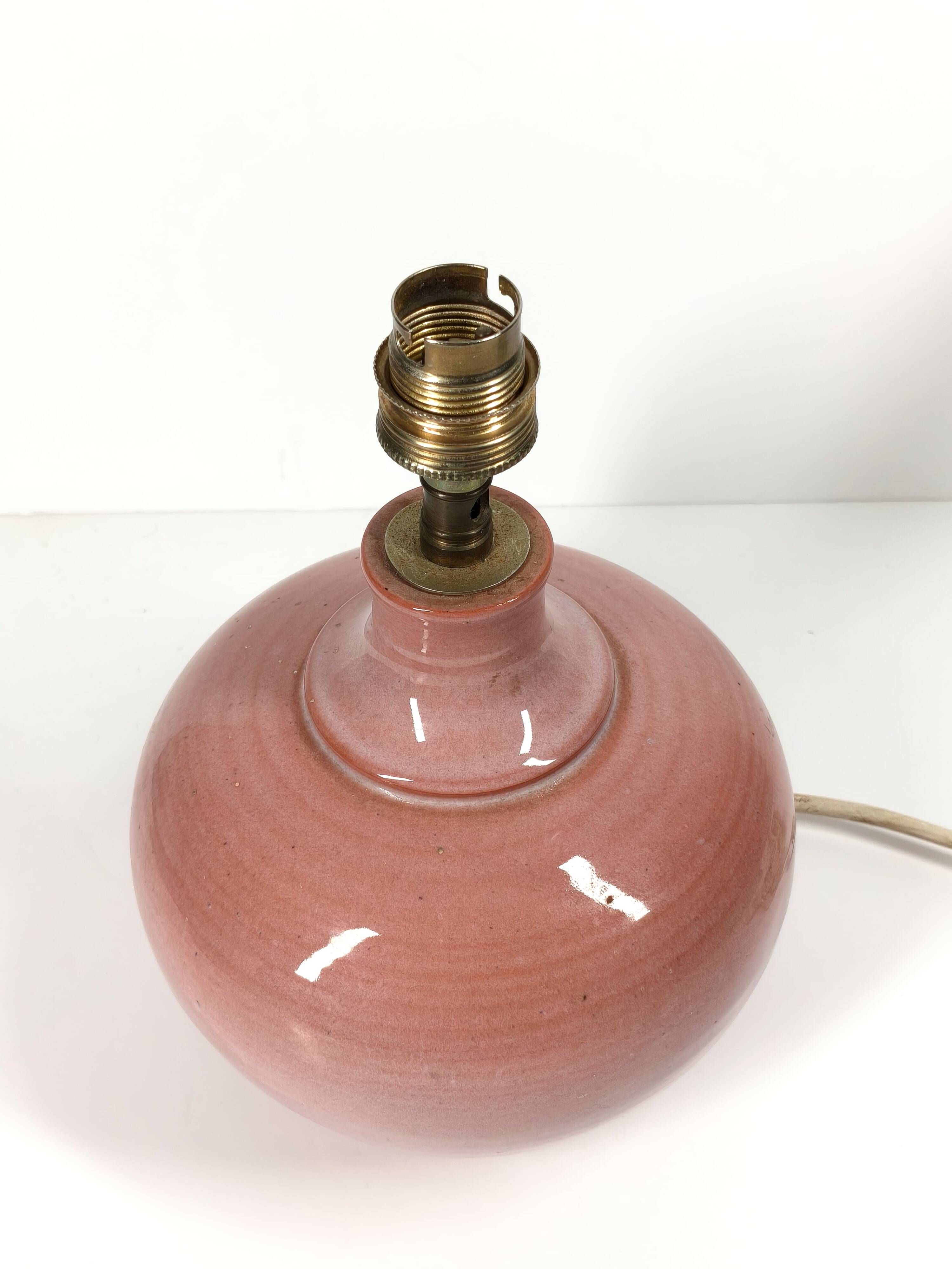 Lampe en céramique émaillée rose poudré