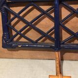 Old rattan coat rack with 3 hooks and crosspieces on the upper part