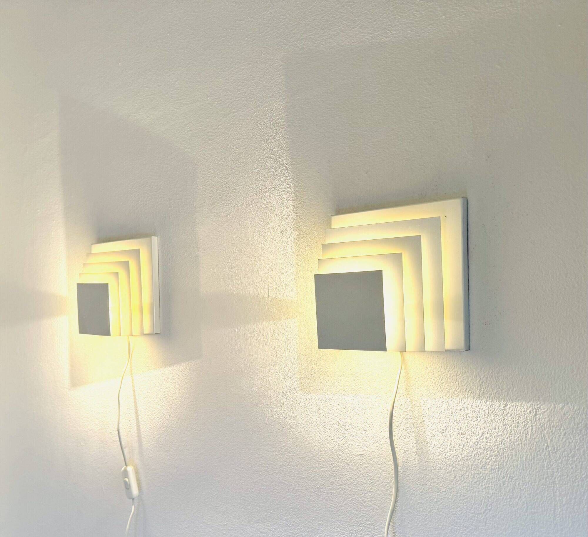Geometric Square Layered Wall Lamps By Unknown Designer, The Netherlands 1960S
