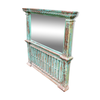 Antique Painted Wooden Indian Balconied Mirror