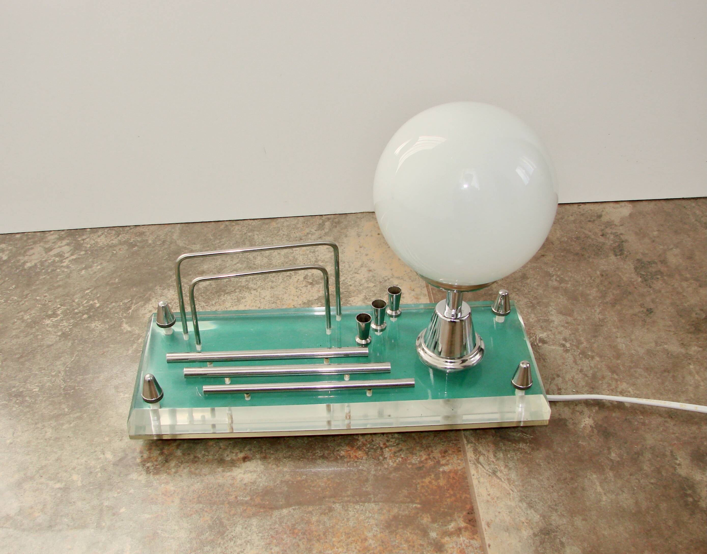 1970s lamp with storage compartment | Acrylic, metal, glass | E14 | Vintage