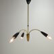 Italian 3 Armed Chandelier with Brass, 1960s