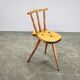 Primitive Solid Beech Folk Chair, Czechoslovakia, 1940s