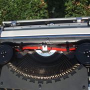 Baby hermes typewriter with manual job and his bag