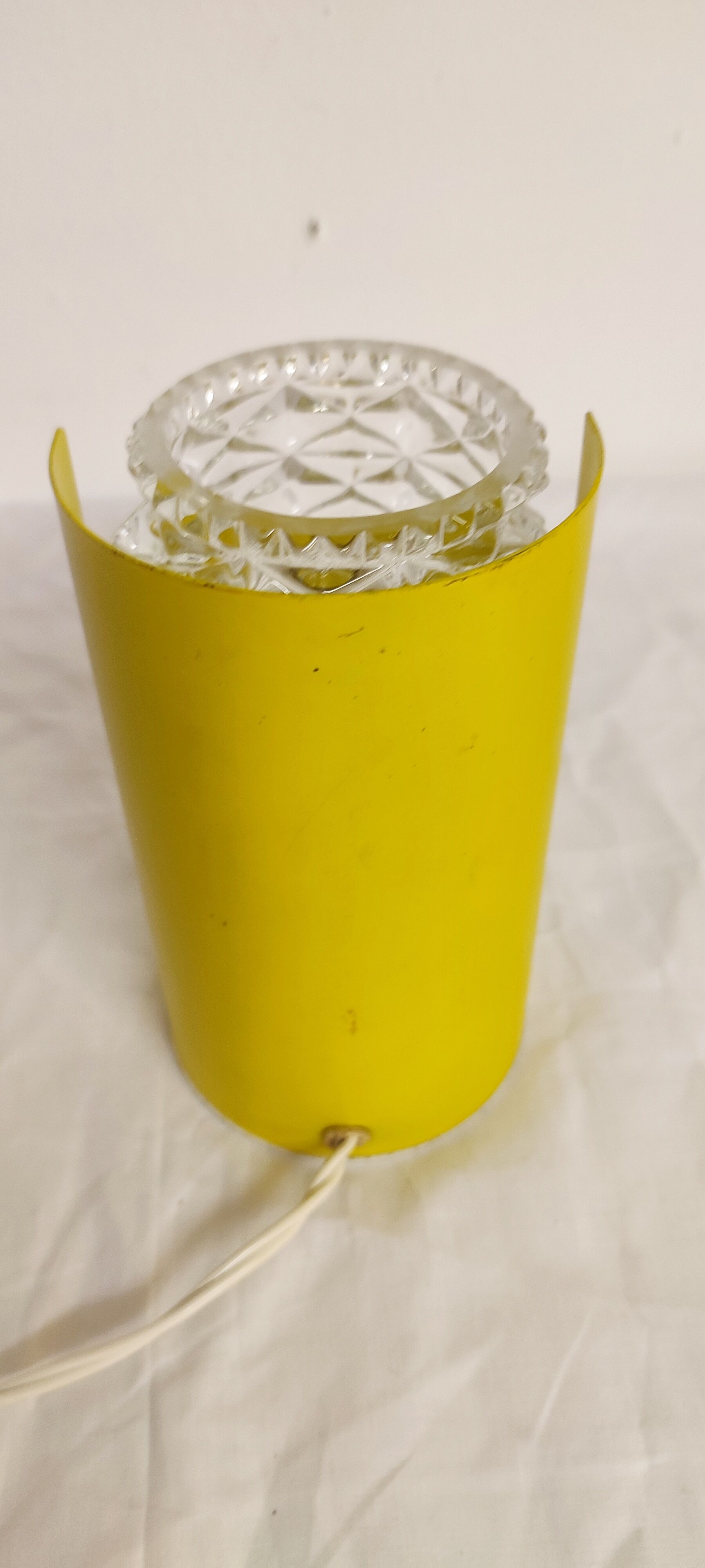 Metal and glass table lamp. Spain, 1970s.