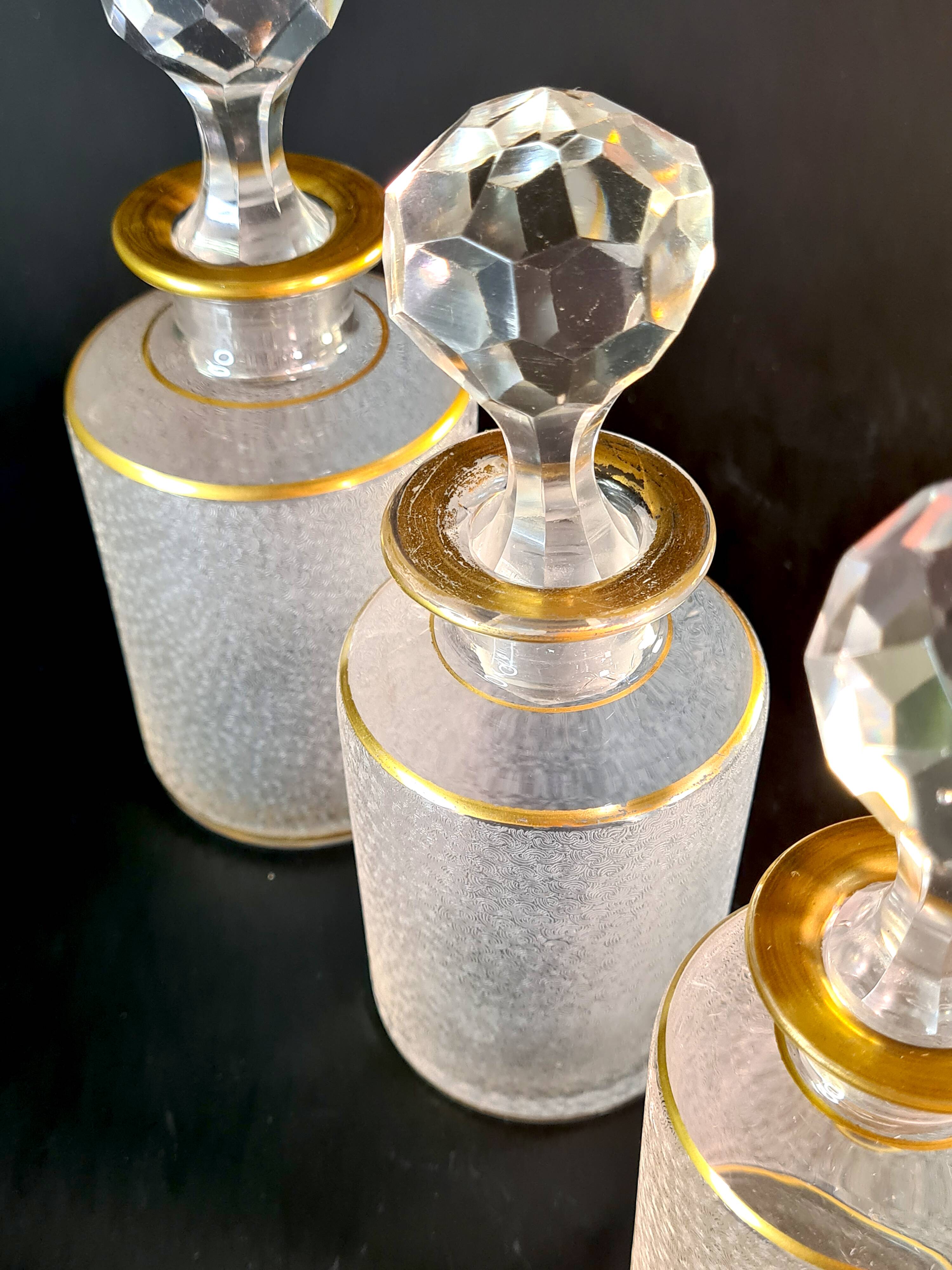 Napoleon III frosted crystal toilet set by Saint Louis