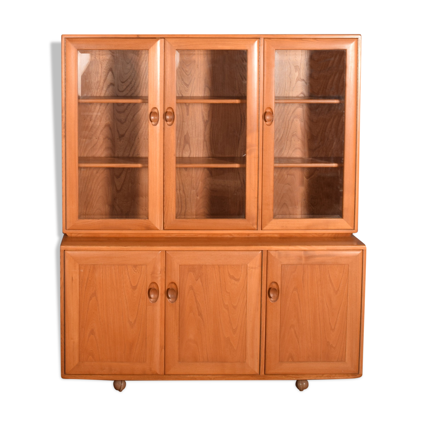 Ercol elm windsor model 806,803 glazed three door cabinet dresser