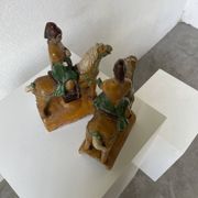 Tuile faitière équestre terre cuite époque Ming