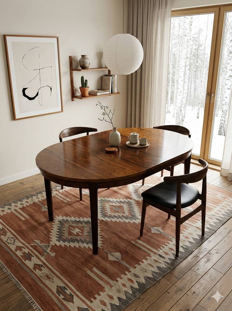Scandinavian extendable table in rosewood from the 1960s, with 2 extensions.