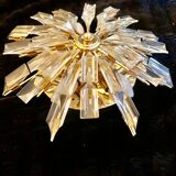 Wall sconce Venini crystal sun with golden structure